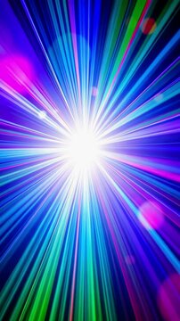 Vibrant burst of colorful rays radiating from a bright center, creating a dynamic visual effect