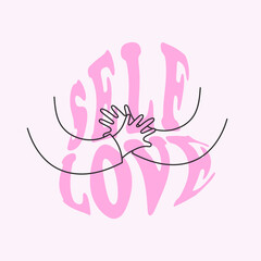 Minimalist Line Art Hugging Hands Illustration – A Symbol of Love, Care, and Support. Perfect for self-awareness posters, mental health campaigns, relationship-themed designs, and emotional well-being