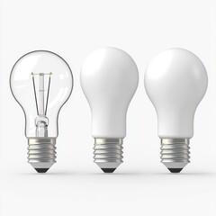 Different Types of Light Bulbs Displayed on a White Background for Energy Efficiency and Illumination Concepts