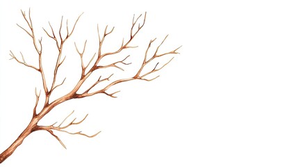 Obraz premium Detailed illustration of a bare tree branch on a white background, showcasing intricate twigs and textures