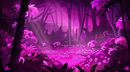 Enchanted Purple Forest: A Mystical Digital Painting
