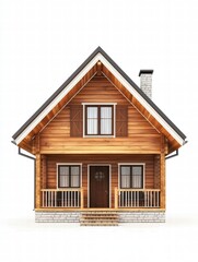 Cozy Cabin: A charming wooden cabin, exuding warmth and rustic appeal, stands with its inviting porch. It is a testament to comfortable living.