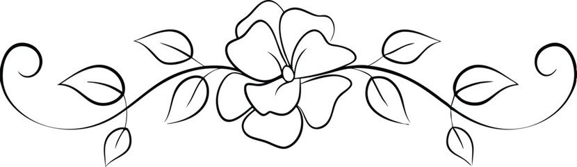 Elegant Floral Vine Design Leaves, Flower, Swirls, Ornament
