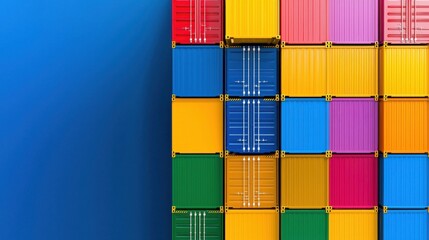 Obraz premium Colorful cargo containers stacked in a global supply chain distribution logistics backdrop