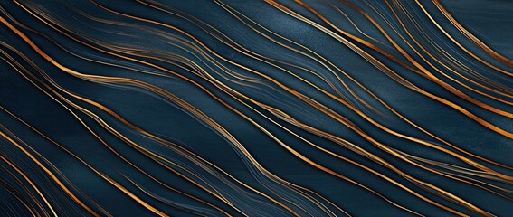 Abstract Gold Veined Dark Blue Background