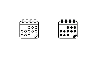 Calendar icons set line and glyph vector icon