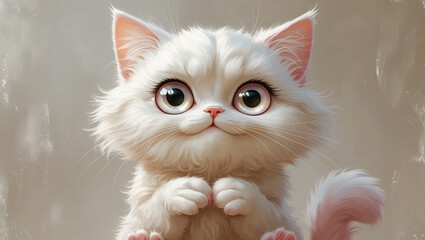 Fototapeta premium Cute Kitten Sitting and Looking Up