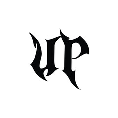 UP monogram logo design letter text name symbol monochrome logotype alphabet character simple logo