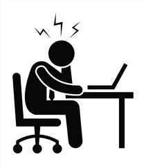 Frustrated Businessperson Working at Desk with Laptop Graphic Representation