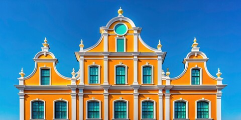 Obraz premium Minimalist Baroque Architecture Photography: Elegant Edifice, Classic Building, Simple Lines, Geometric Shapes, Architectural Detail