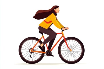 Obraz premium woman on bike vector flat minimalistic isolated illustration