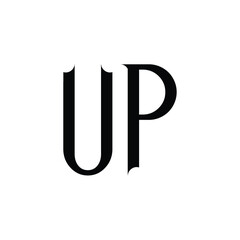 UP monogram logo design letter text name symbol monochrome logotype alphabet character simple logo
