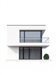 Modern Architectural Gem: A sleek, contemporary home with a minimalist design boasts expansive windows and a balcony, showcasing clean lines and a sense of modern elegance.