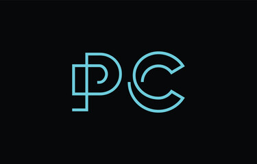 Illustration of creative typography featuring stylized letters P and C with a minimal blue color theme, suitable for branding and graphic design inspiration.