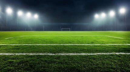 Obraz premium Night Football Field: Stadium under lights, ready for the big game!
