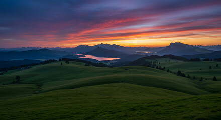 Obraz premium Golden Horizon: The Enchanting Drama of Twilight 