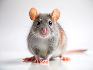 Minimalist White Rat Photography: Rodent Portrait, Simple Background, Clean Aesthetic, Studio Shot, Single Rat Image, White Fur, Cute Rat, Pet Rat,  Animal Photography,  Close-up,  High Resolution