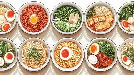 Stylized ramen bowl with steam rising, capturing the essence of Asian street food culture, ideal for posters, branding, and food blogs, graphic novel style