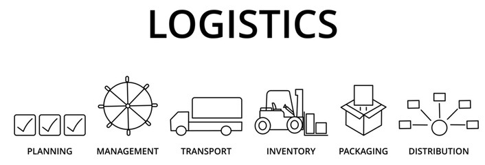 logistics. Banner logistics with keyword and vector icons