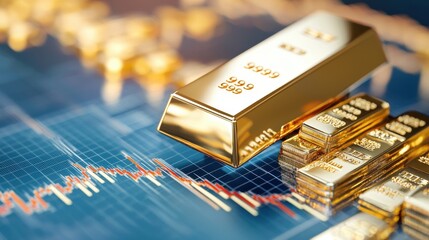 Goldbased Strategies to Minimize Risk in Diversified Financial Portfolio  Precious metal bars and ingots on financial chart showcasing investment tactics for wealth management and economic security