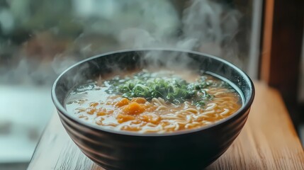 Aesthetic ramen illustration with soft textures and dynamic composition, designed for culinary art projects, digital media, and advertisements, graphic book style
