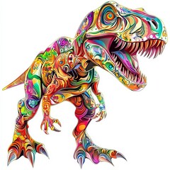 Obraz premium Colorful artistic representation of a dinosaur in a vibrant style