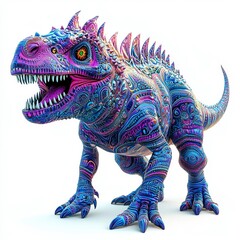 Fototapeta premium Colorful dinosaur sculpture showcasing intricate patterns and vibrant colors