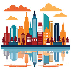 Obraz premium city silhouette vector set panorama city on white background