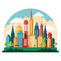 Obraz premium city silhouette vector set panorama city on white background
