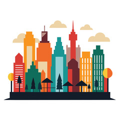 city silhouette vector set panorama city on white background