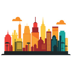 city silhouette vector set panorama city on white background