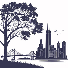 Fototapeta premium city silhouette vector set panorama city on white background