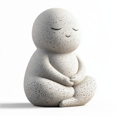 peaceful Buddha statue in a meditative pose, made of smooth stone, isolated on white.