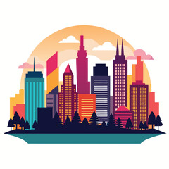 Naklejka premium city silhouette vector set panorama city on white background