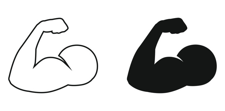 flat bicep muscle icon in editable stroke and fill.