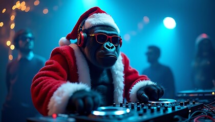 Gorilla DJ Santa Claus Christmas Party