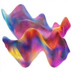 Abstract 3D Wave Illustration with Colorful Gradient and Fine Mesh Structure for Creative Background and Digital Design