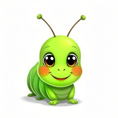 Fototapeta premium Adorable Green Caterpillar Cartoon Character Illustration Happy Insect Cute Bug