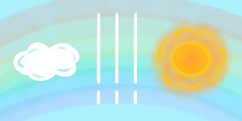 illustration of a cloud and rain and sun and rainbow 