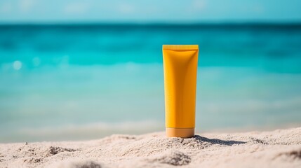 Summer Sunscreen on Tropical Beach