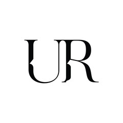 UR monogram logo design letter text name symbol monochrome logotype alphabet character simple logo