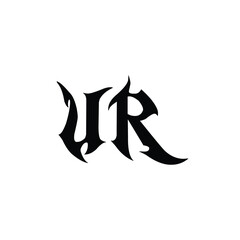 UR monogram logo design letter text name symbol monochrome logotype alphabet character simple logo