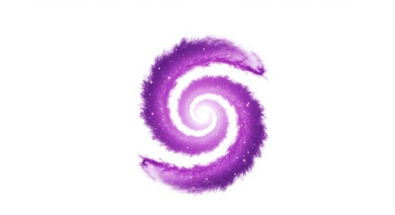 Vibrant purple galaxy swirl on white background with sparkling stars