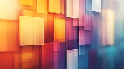 Colorful abstract background featuring overlapping translucent squares and rectangles