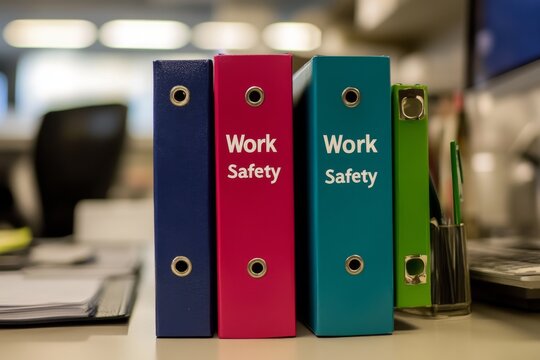 Workplace Safety Files: A Close-Up of Colorful Work Safety Binders