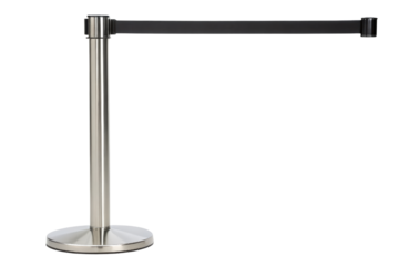 Stainless steel retractable belt stanchion isolated with transparent background