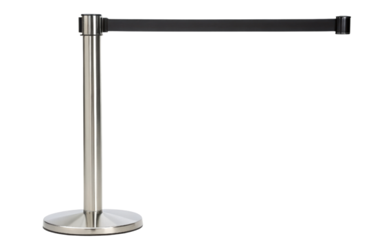 Stainless steel retractable belt stanchion isolated with transparent background