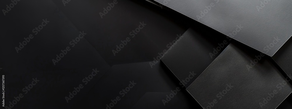 Wall mural Abstract minimalist wallpaper with intersecting geometric forms and shapes on black background. Featuring white space in the center for text, ideal for design templates and modern banners.