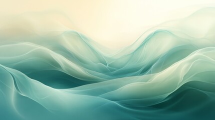 Obraz premium Abstract flowing turquoise waves against a cream colored background