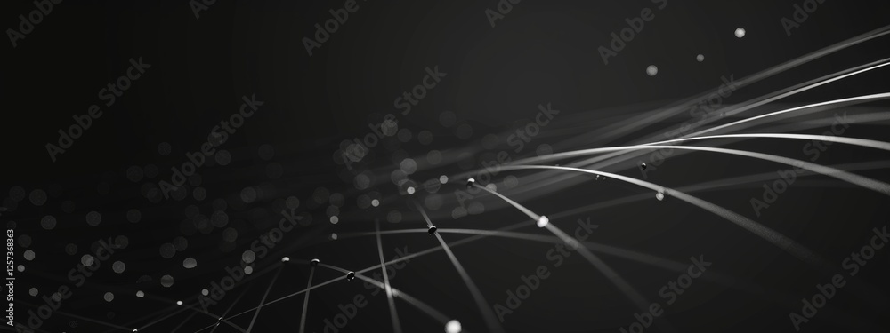 Wall mural Abstract minimalist wallpaper with intersecting lines and circles on black background. Featuring white space in the center for text, ideal for design templates and modern banners.